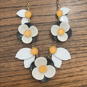 Kate Spade Floral Statement Necklace in Black, White, and Gold